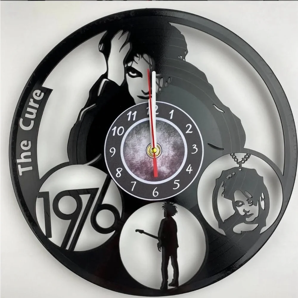 The Cure clock handmade record Black wall Robert Smith gift 1976 band goth